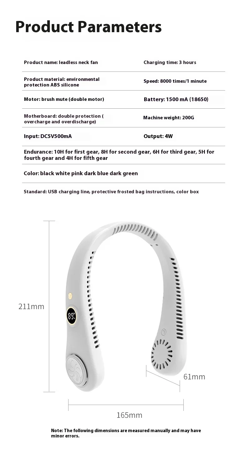 Display Neck Fan, 1200mAh, Portable - detail 20