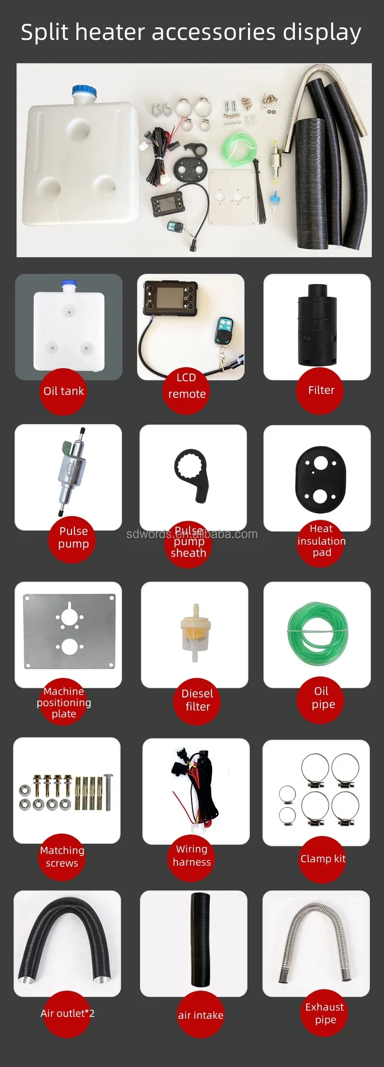 Water Parking Air Heater, 220V, 24v, 12v, 8KW - detail 40