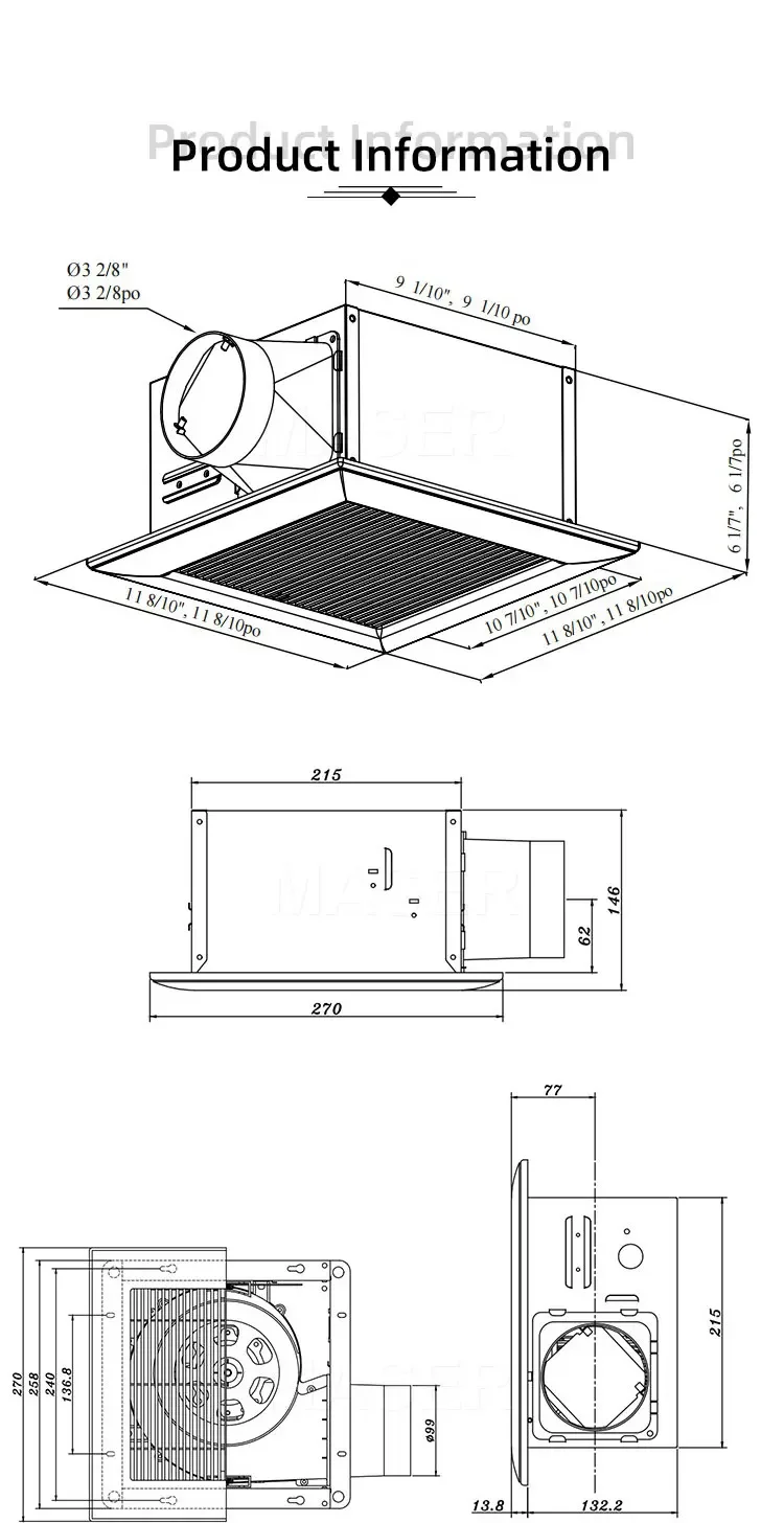Bathroom Exhaust Fan, 110, CFM, 30W, DIY - detail 14