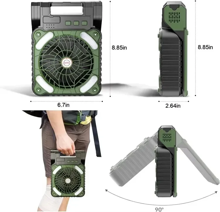 Portable Rechargeable Fan, Solar, USB - detail 10