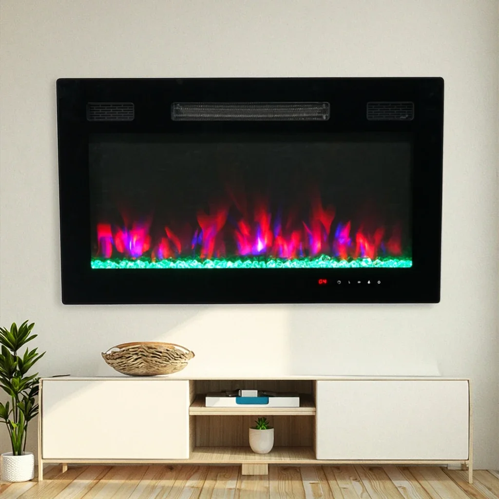 Electric Fireplace, Wall, 1500 W, Glass+Steel - detail 8