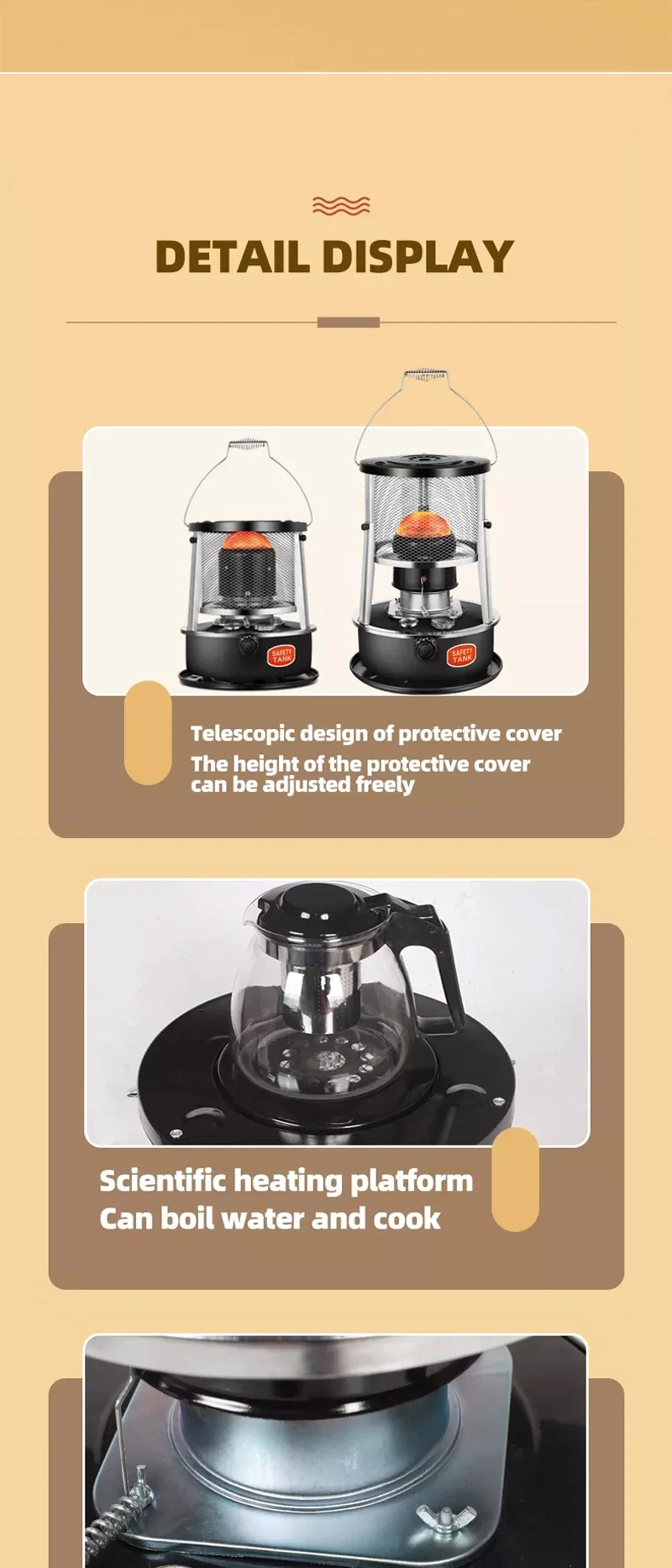 Efficient Kerosene Heater, Stainless, Steel, Portable - detail 6