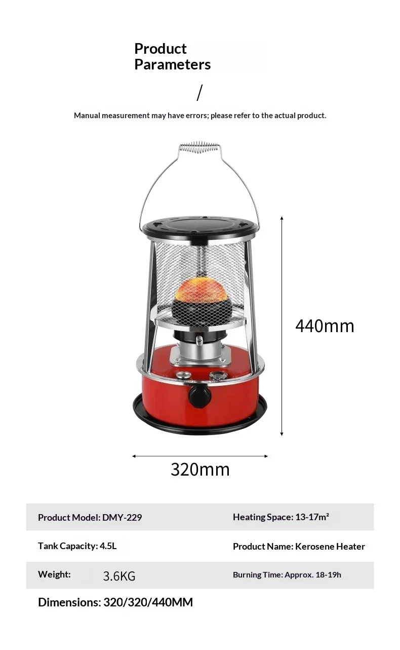 Steel Kerosene Heater, Stainless, H085-5KG, Portable - detail 14