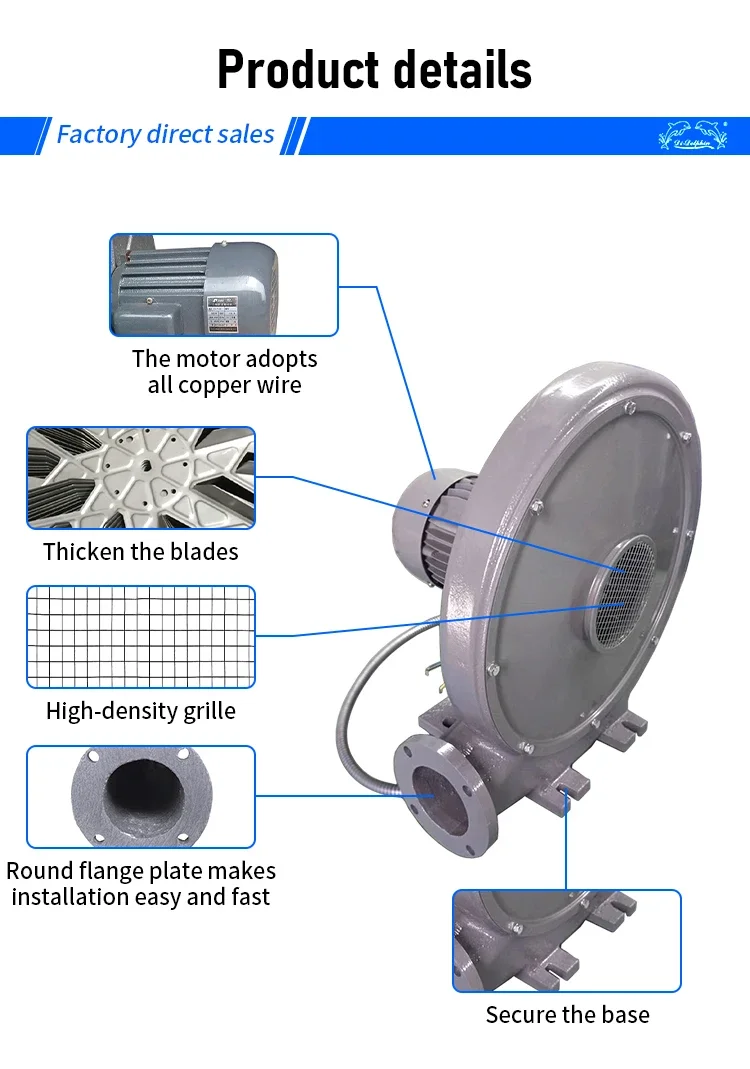 Industrial Centrifugal Air Blower, 220 V, Stainless Steel - detail 6