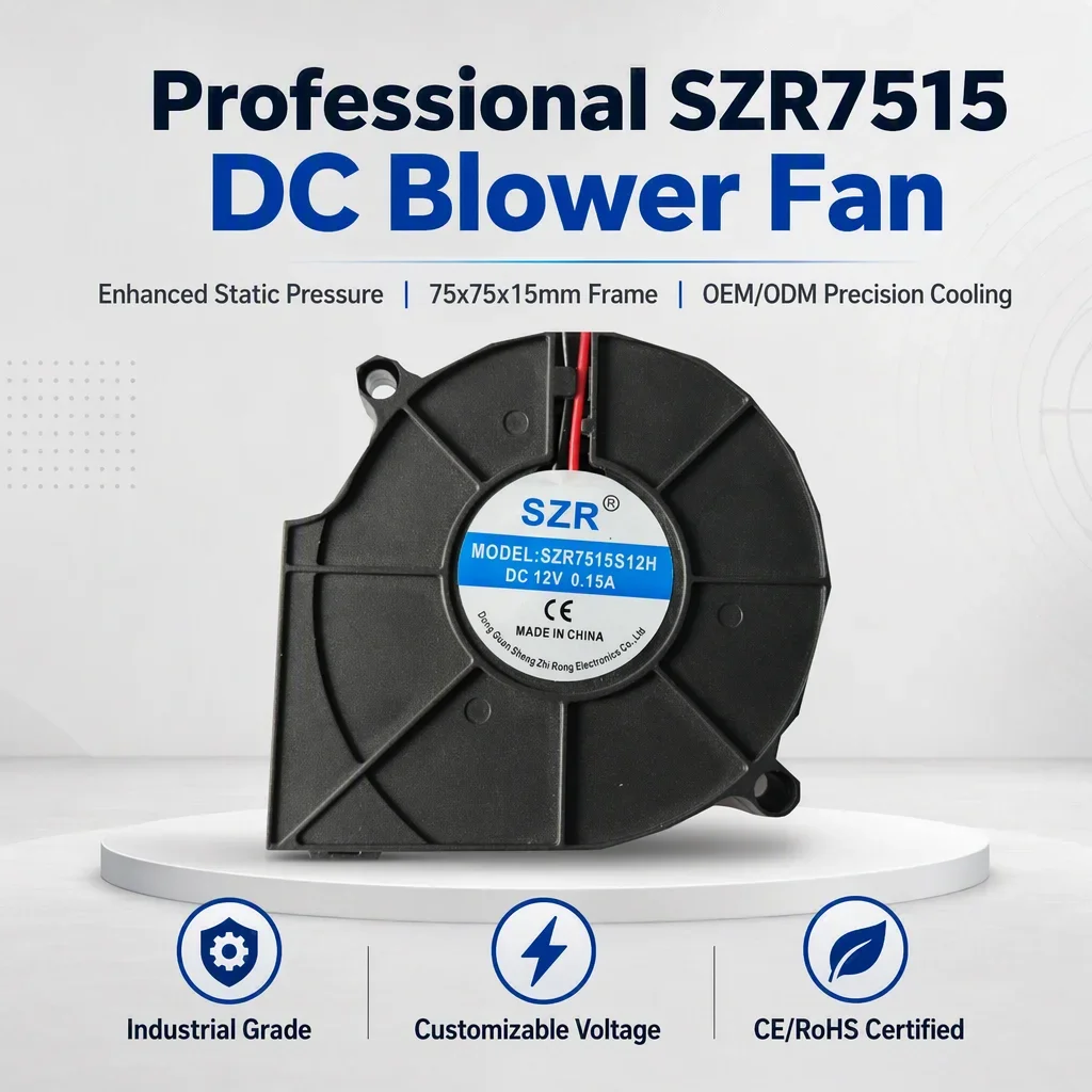 Centrifugal Blower, SZR7515, 5/12/24V, Brushless, 75x75x15mm - detail 6