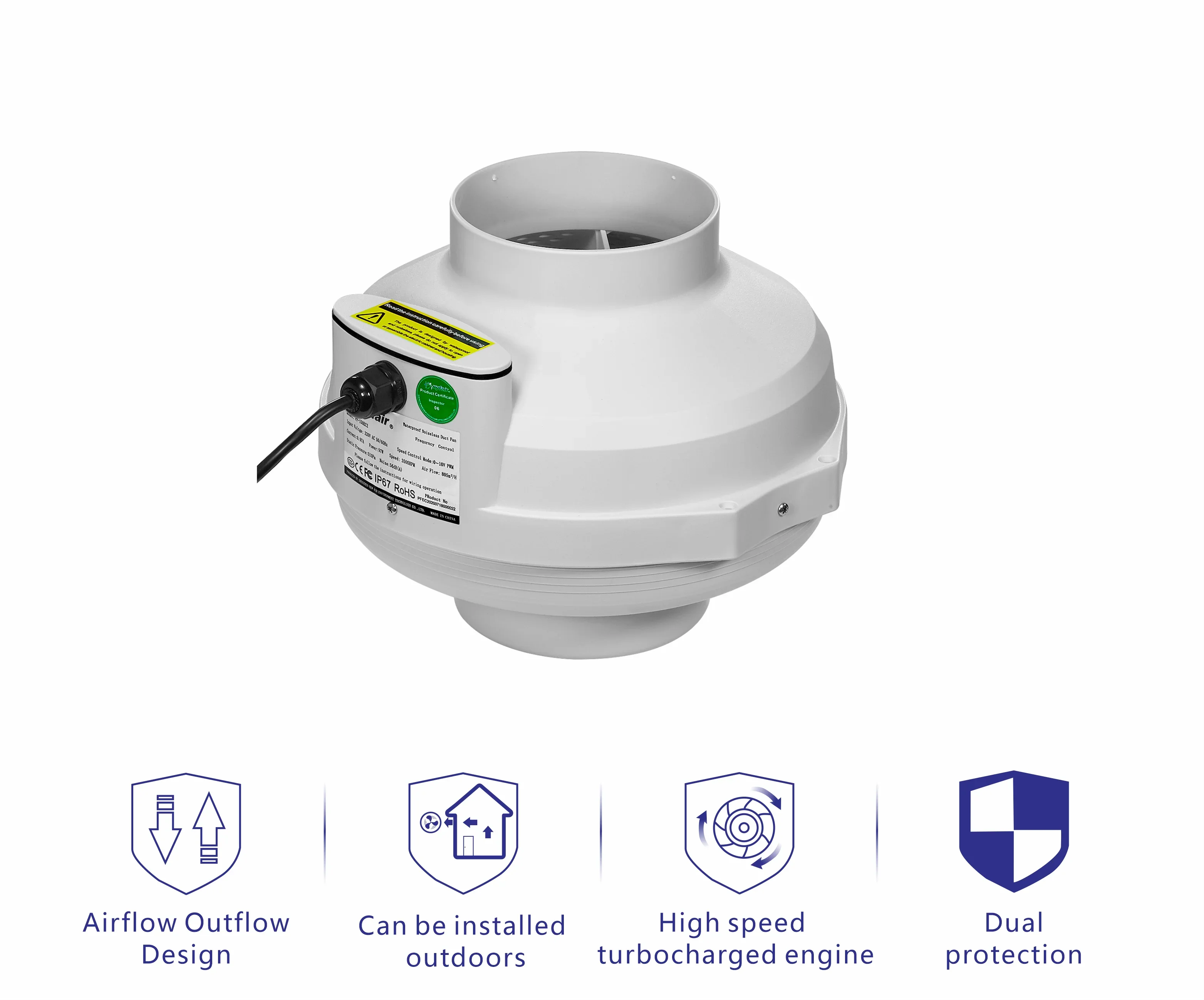 Inline Centrifugal Duct Fan, 250mm, PVC - detail 6