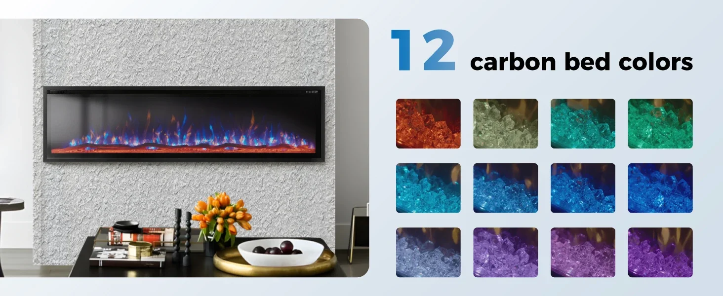 Electric Fireplace, Wall, 750W, Metal - detail 10