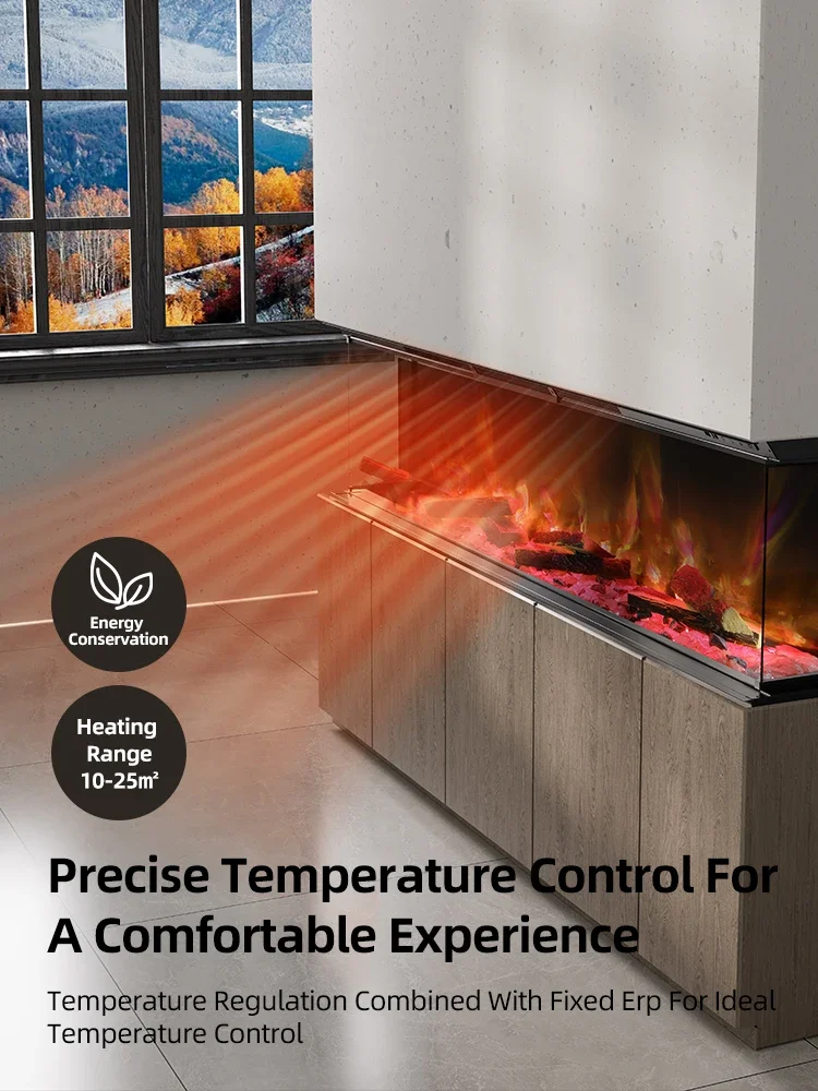 Electric Fireplace, YIKA, 900W, Log set+glass panel - detail 12