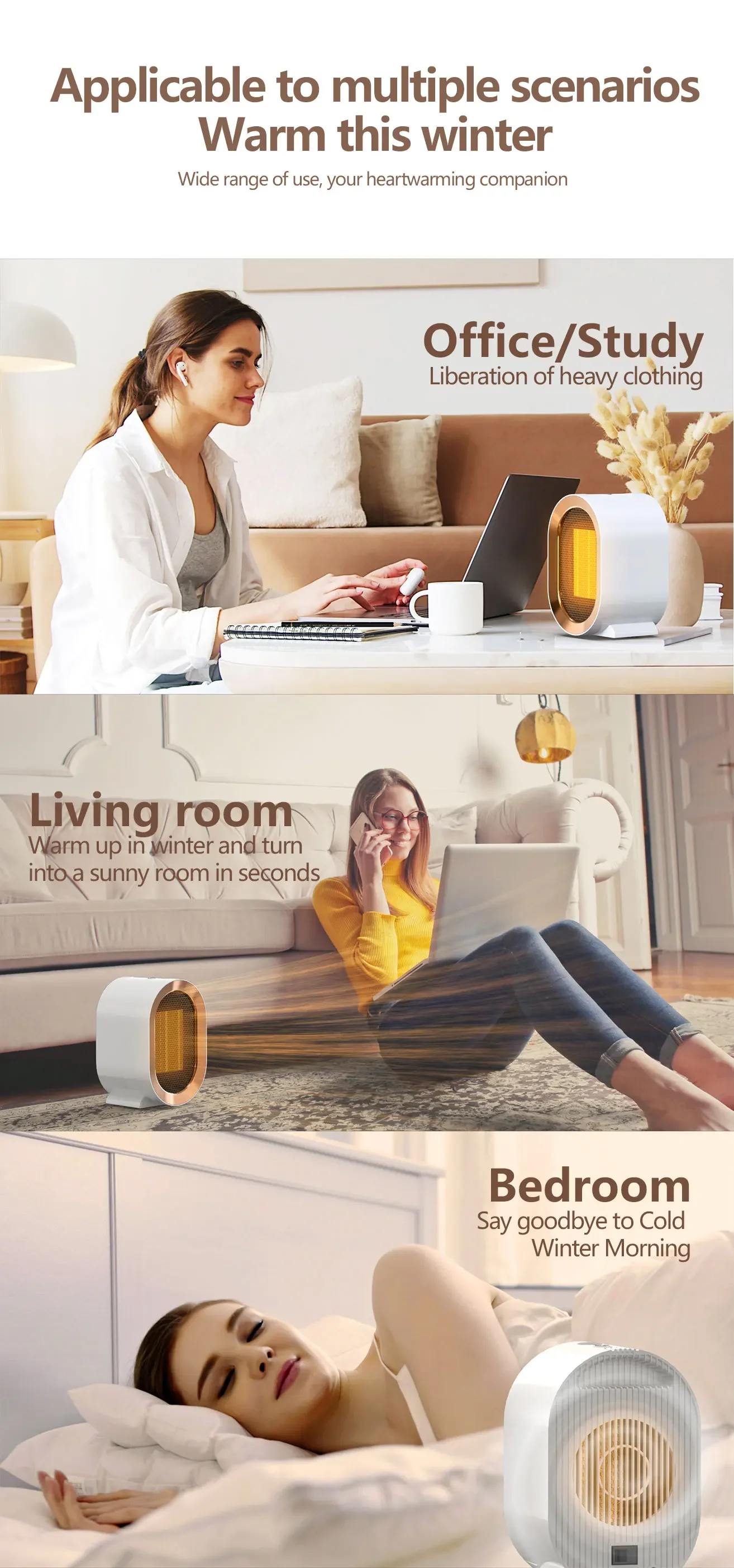 Mini Room Heater, PTC, 1200W, Portable, 220V - detail 22