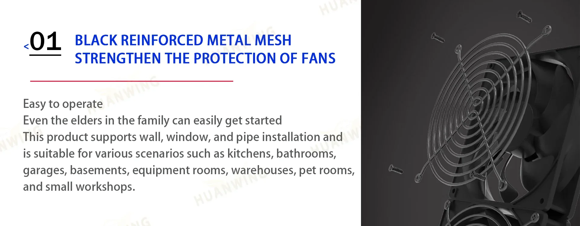 Mount Axial Cabinet Fan, 110-240V, 220CFM, Wall, 3000RPM - detail 4
