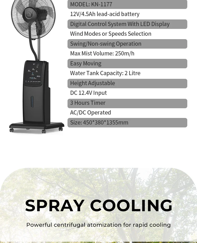 Water Cooling Mist Fan, 16-Inch, Plastic - detail 8