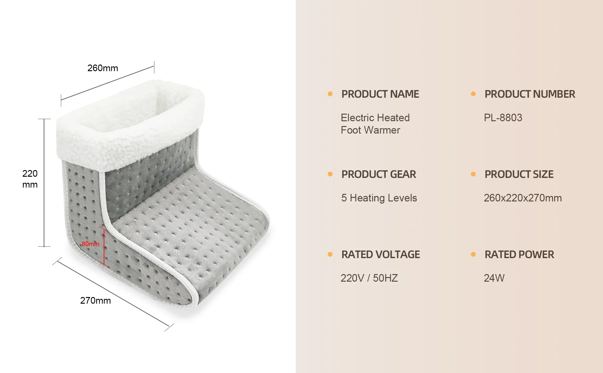Electric Smart Feet Heater, PL-8803, 220V - detail 8
