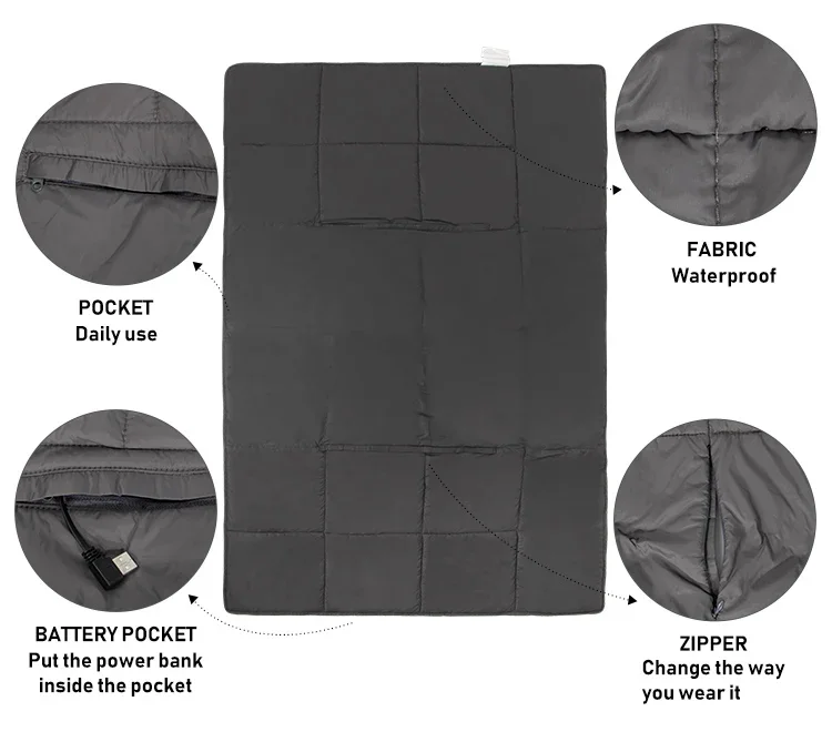 Electric Heating Wearable Blanket, Portable, 5V, USB - detail 10