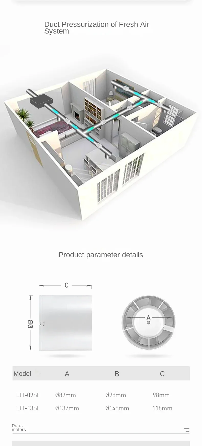 Wall & Window Mounted Exhaust Fan, 220V 2400rpm, Dual Ball Bearing - detail 8