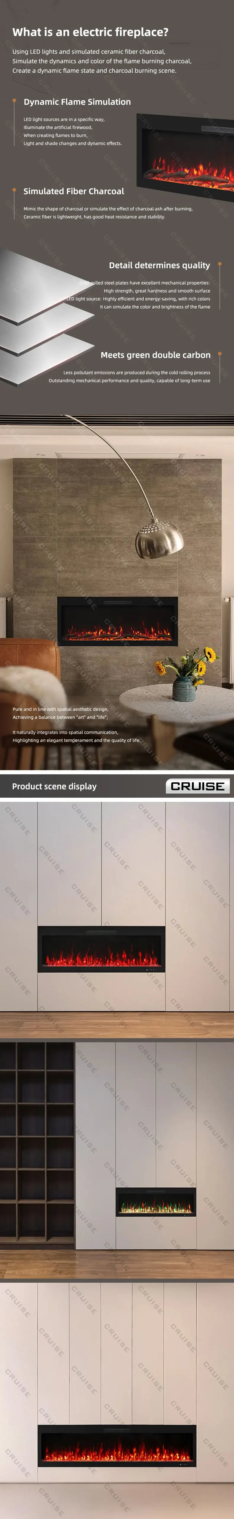 Electric Fireplace, CRUISE, 1070mm, LED - detail 4