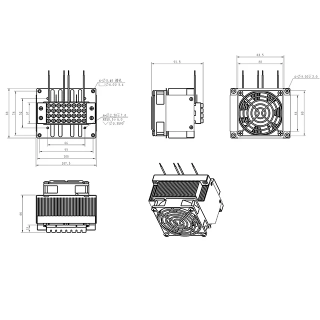 Thermoelectric Cooler Assembly, Peltier Heat Exchanger, Air & Water - detail 2