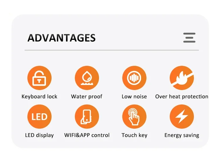Electric Fireplace, 1000w, 1500w, 2000w, Wall - detail 8
