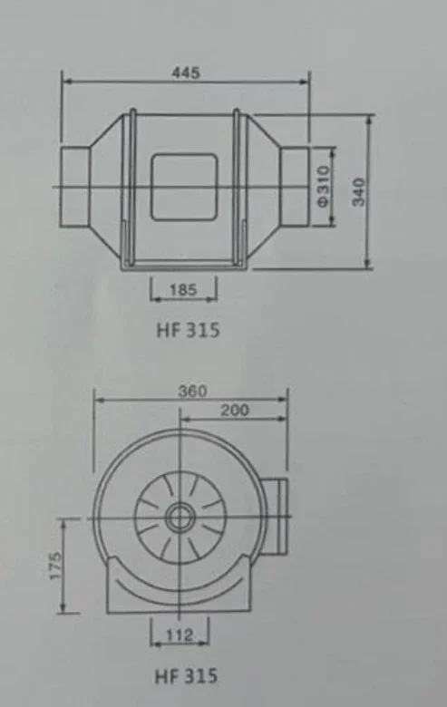 Inline Duct Fan, 315mm, 320W, 3000m3/h, CCC - detail 2