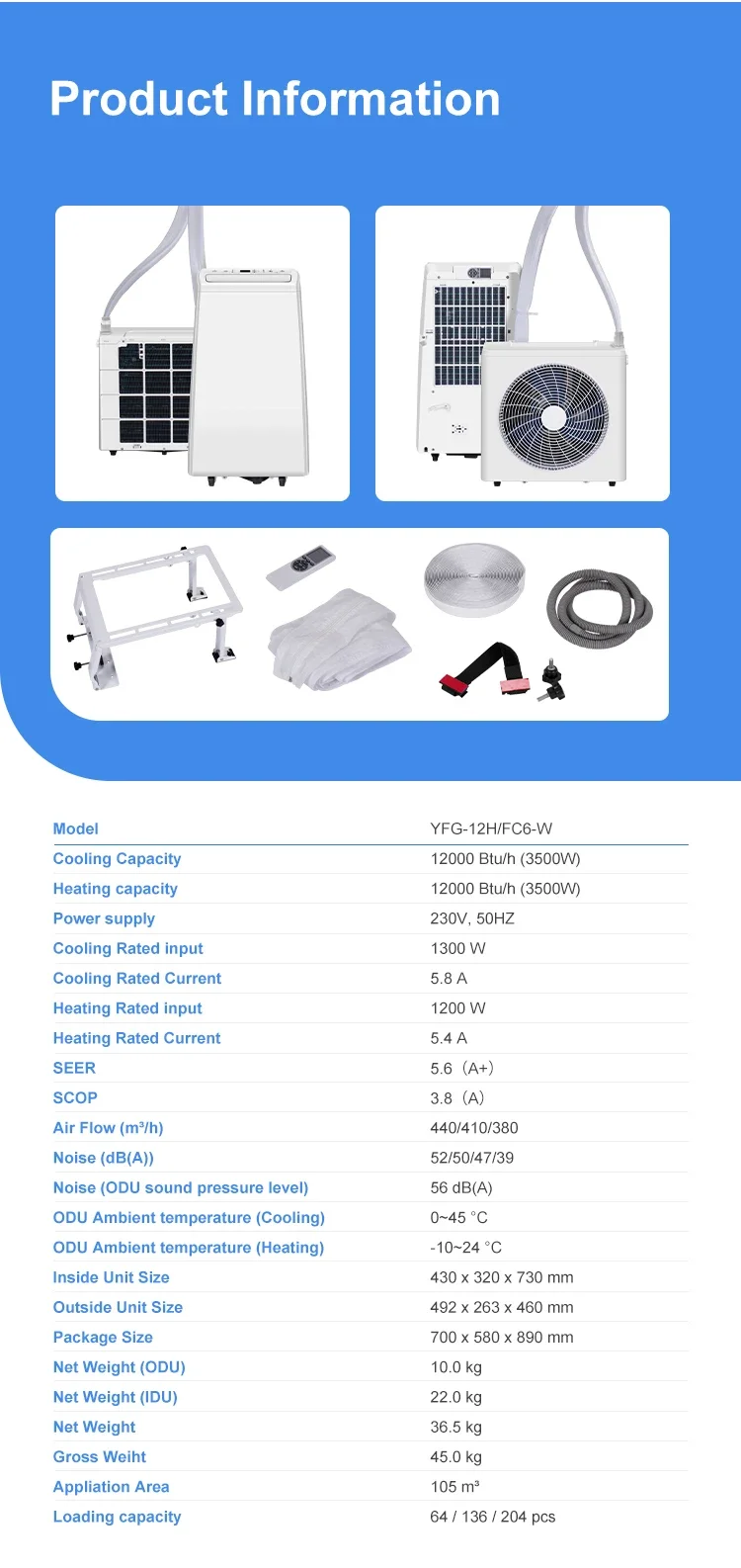 Split Air Conditioner, Portable, Inverter, 12000btu - detail 6