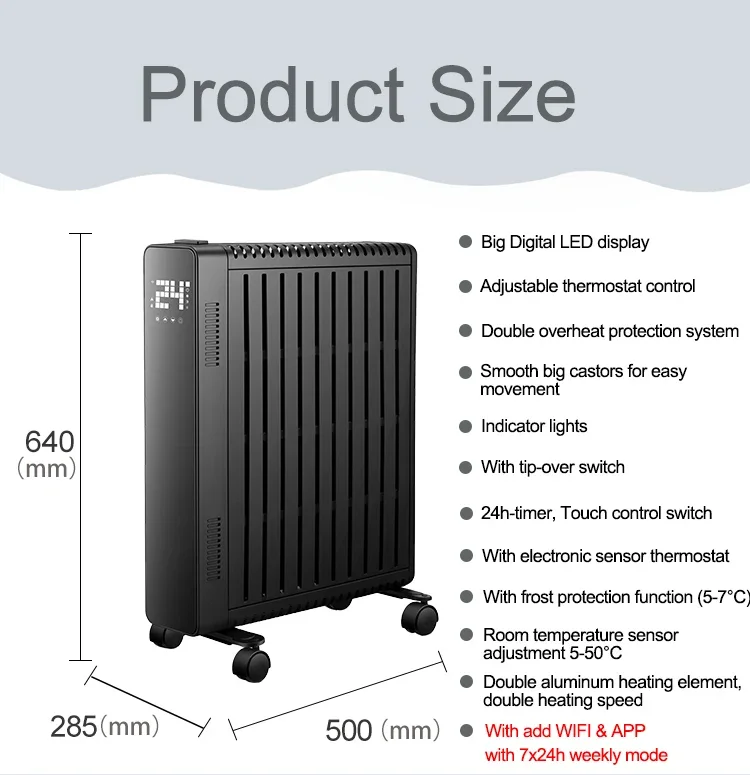 Smart App-controlled Convector Heater, 2000W, 220-240V 50Hz - detail 4