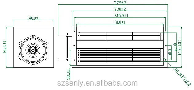 Cross Flow Fan, SANLY, SF40250, 24V, Aluminum - detail 16