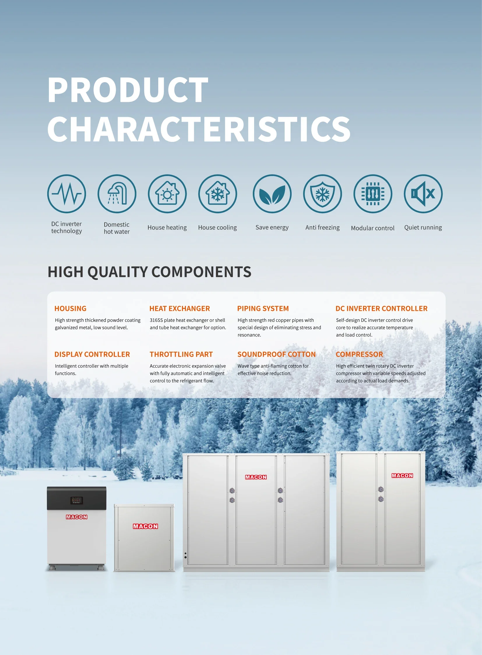 Water Source Heat Pump, R290, 18KW, Inverter - detail 8