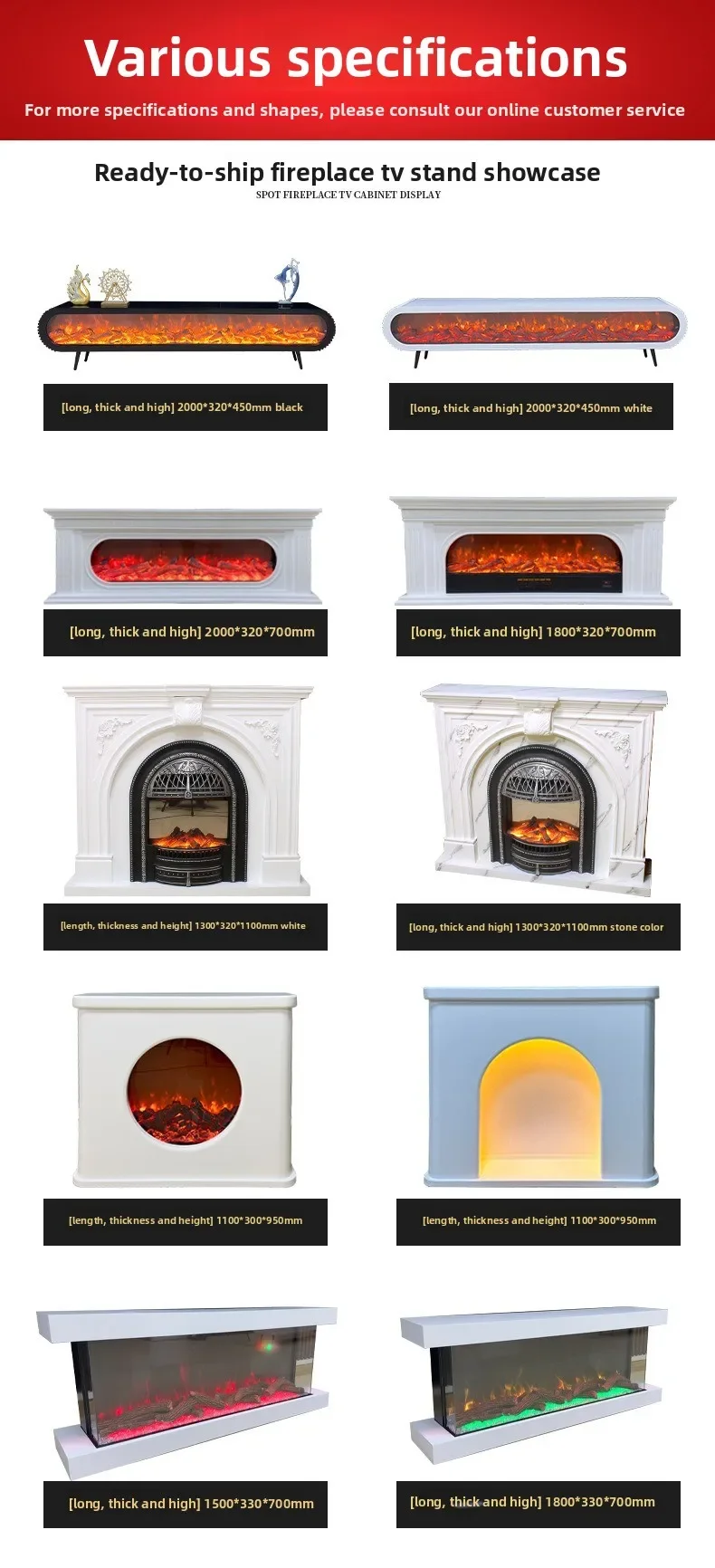 Electric Freestanding Metal Fireplace, LED, 80 - detail 18