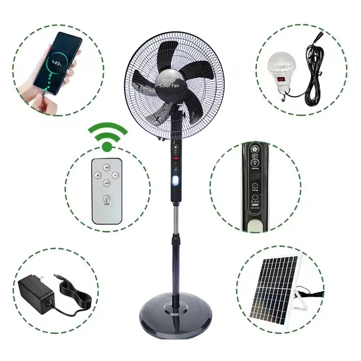 Oscillating Stand Fan, Solar, Solar Panel +DC, 25 W(0.03hp) - detail 8