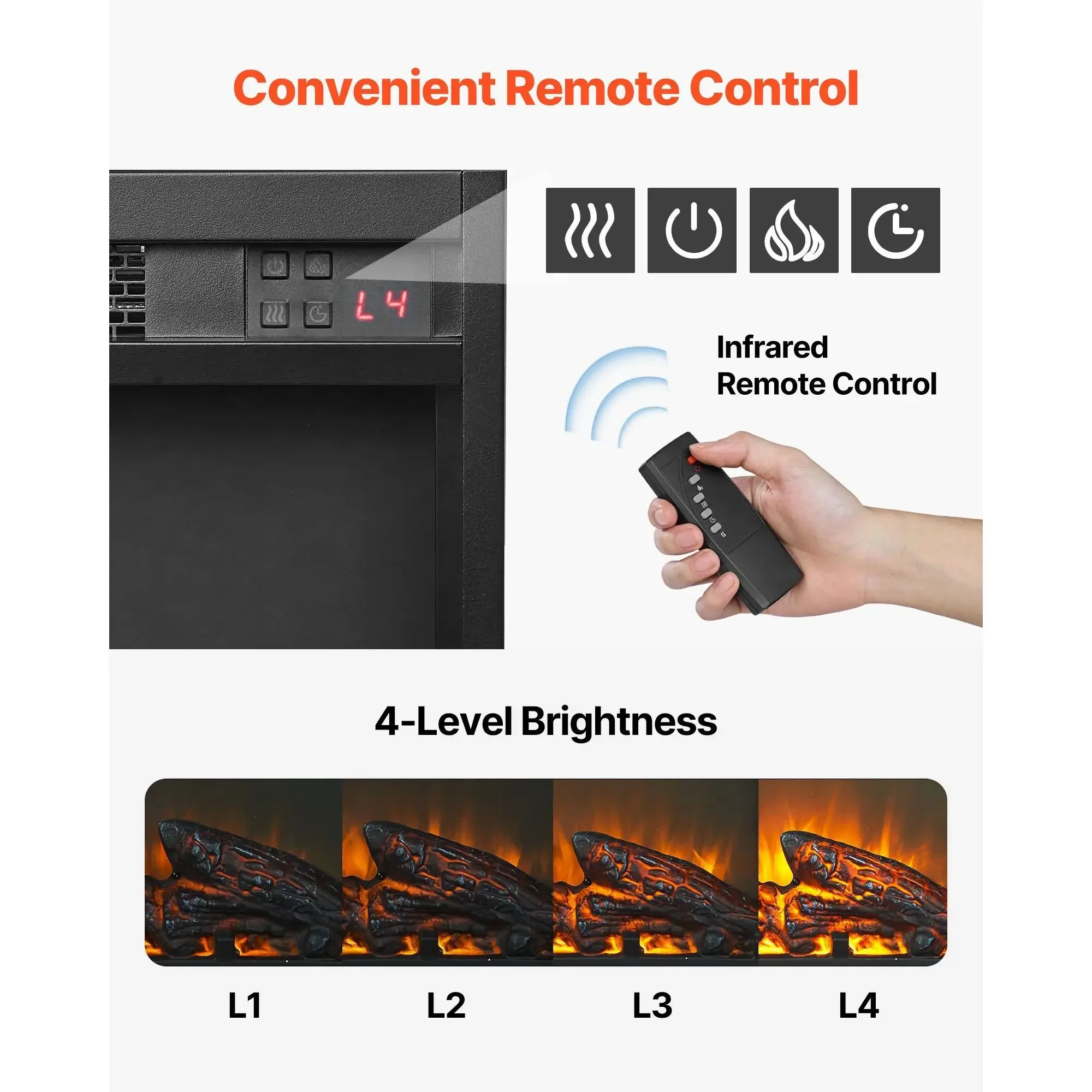 Led Fireplace, 50-Inch, Wood - detail 10