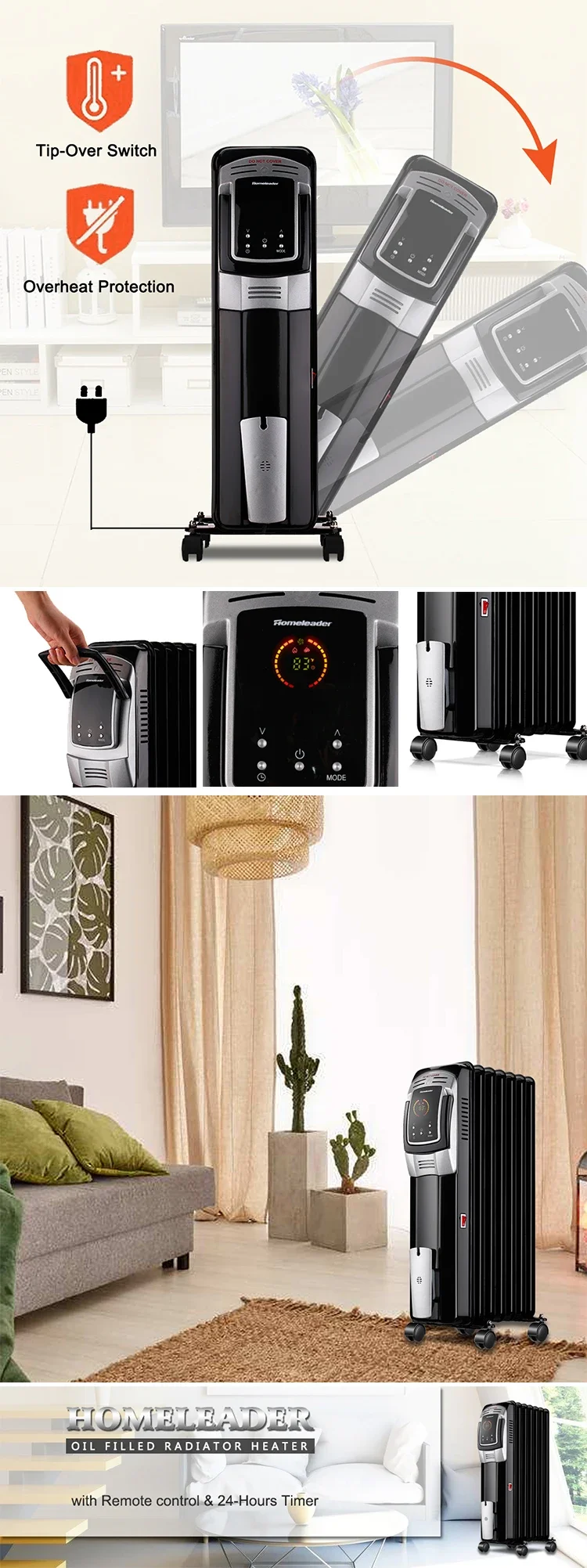 Radiator, 2500W, Portable, 11-Fins, 249 - detail 8