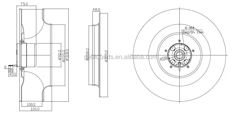 Centrifugal Blower, 310mm, 24V, aluminium - detail 6