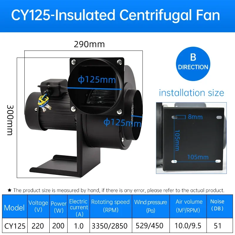 Centrifugal Fan, CY125, 125mm, 220V - detail 6