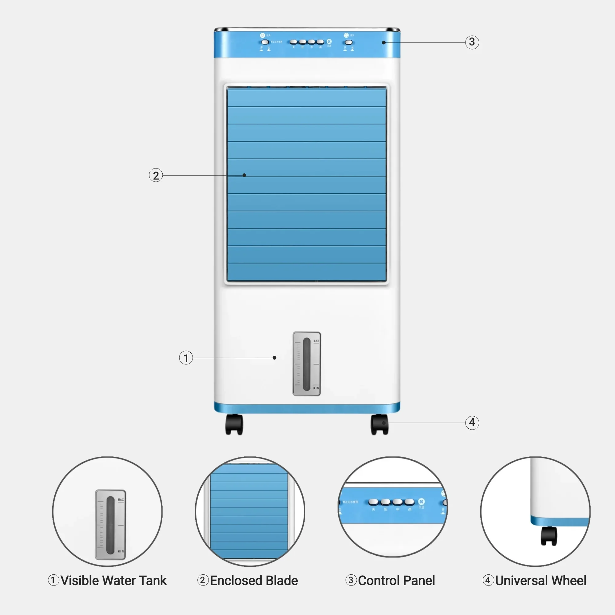 Evaporative Air Cooler, 45W, 220V-240V, 2100, M3/Hr - detail 4