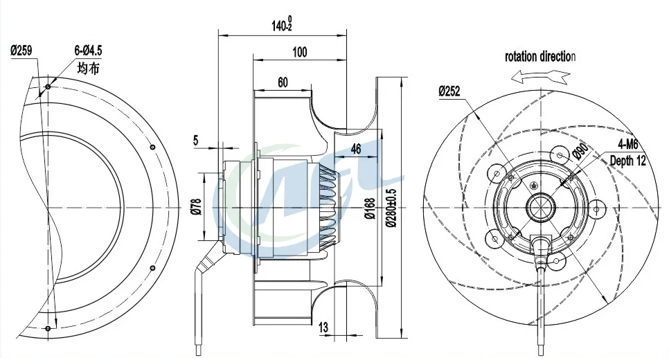 Fan, AFL, 250mm, 220/230V, 380/400V - detail 6