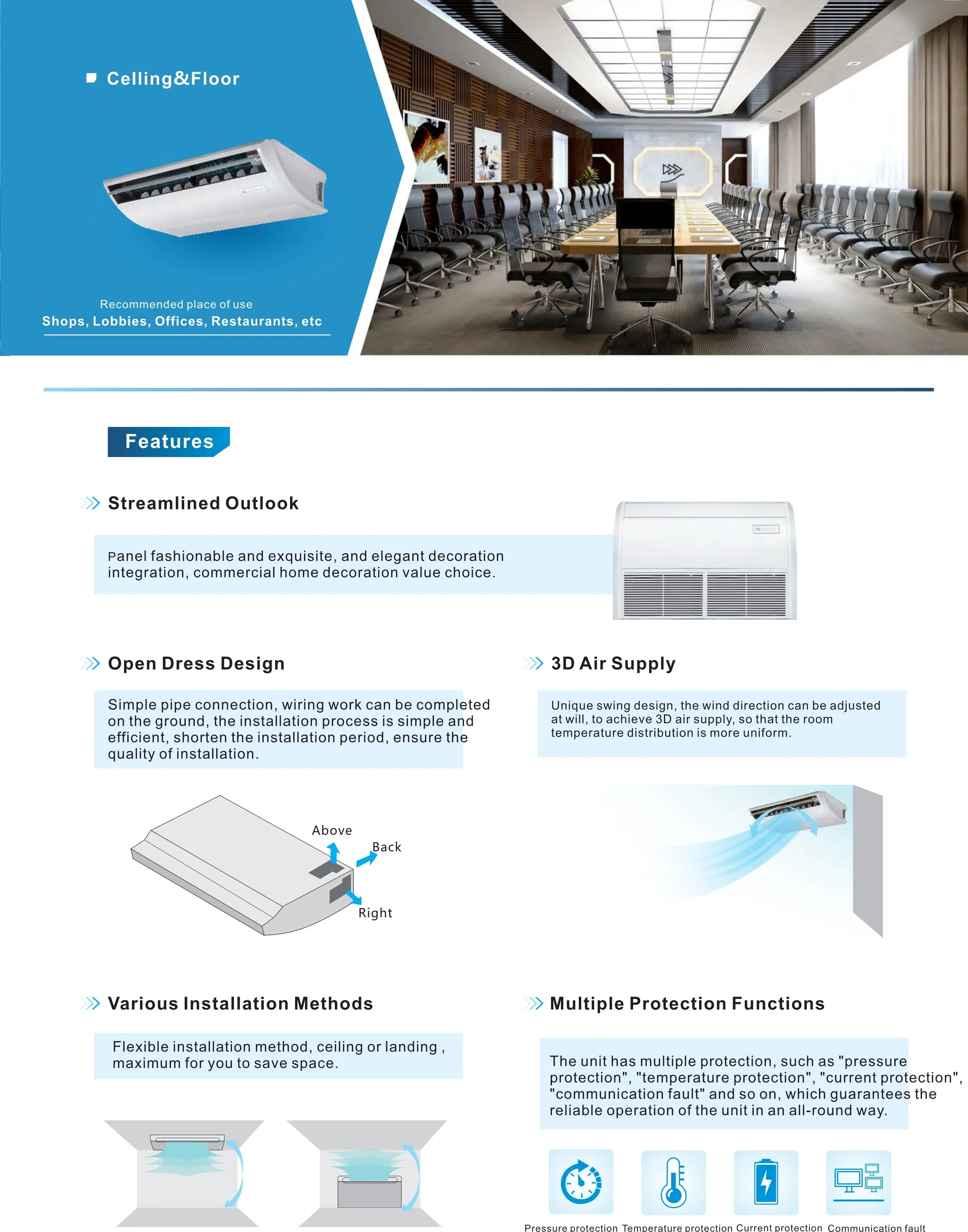 Ceiling Floor VRF Central Air Conditioner, Multi-Split, WiFi Control - detail 2