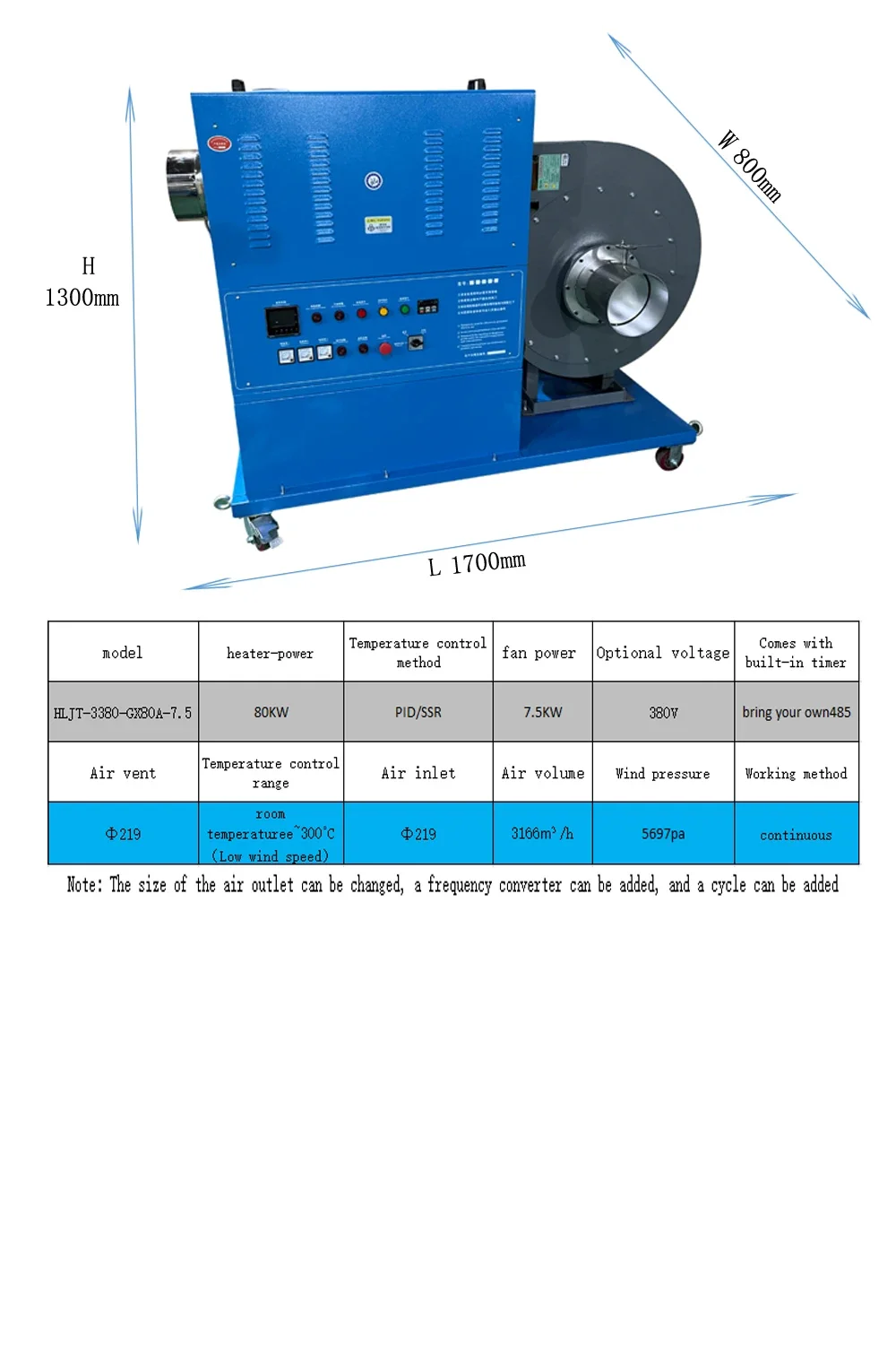 Air Volume Heating Fan, 380V, 60KW, 350C - detail 10