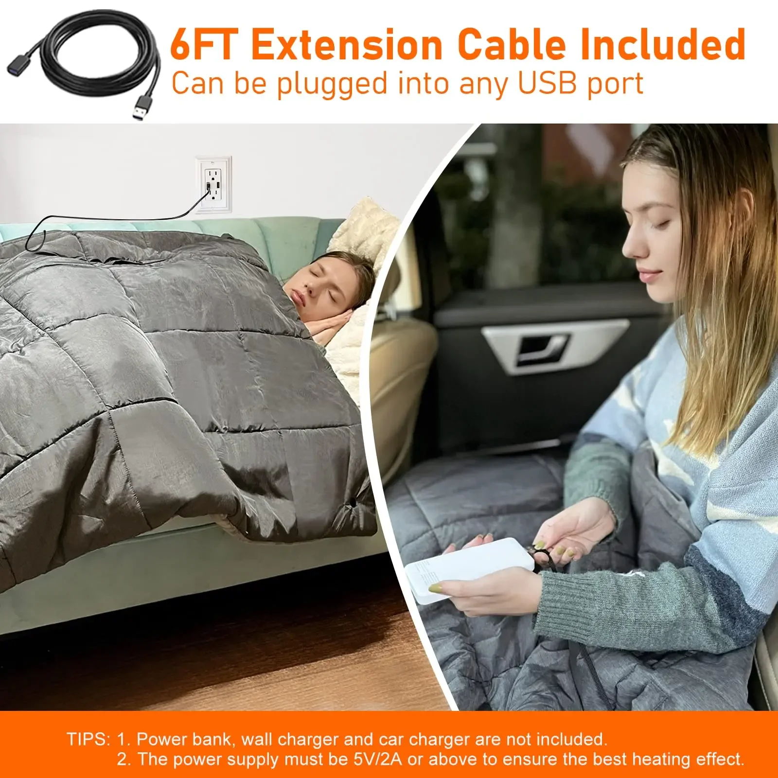 Electric Heated Throw Blanket, Portable, USB - detail 12