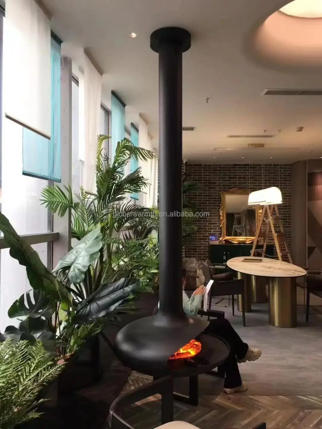 Suspended Wood-burning Stove, 50m, Steel, wood fireplace - detail 6