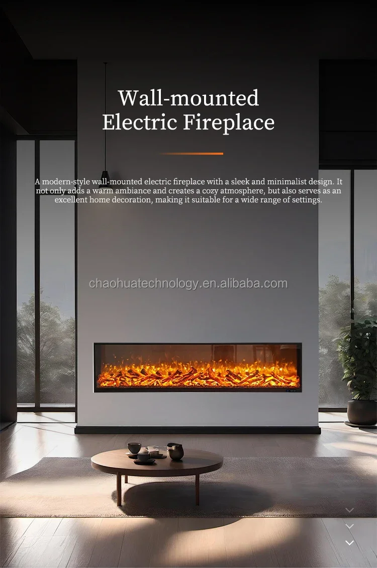 Electric Fireplace, LED, 500-1500W, Glass - detail 2