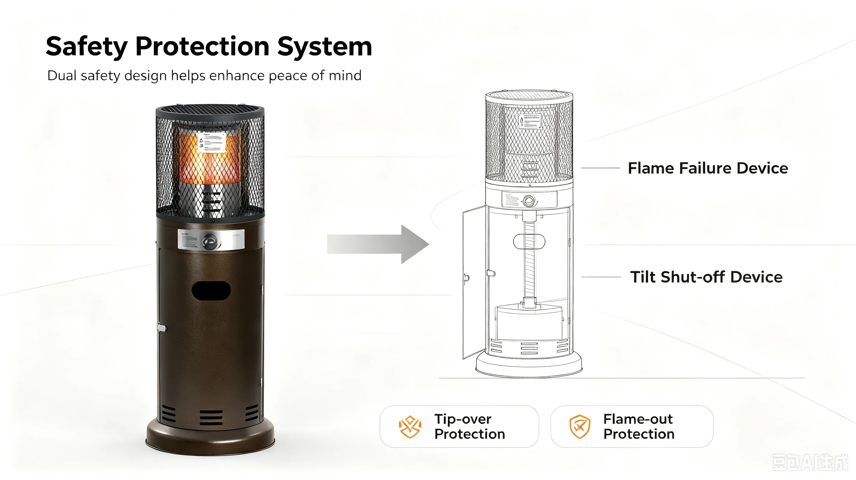 Lpg Patio Heater, 7.3KW, 24900BTU, Stainless Steel - detail 18