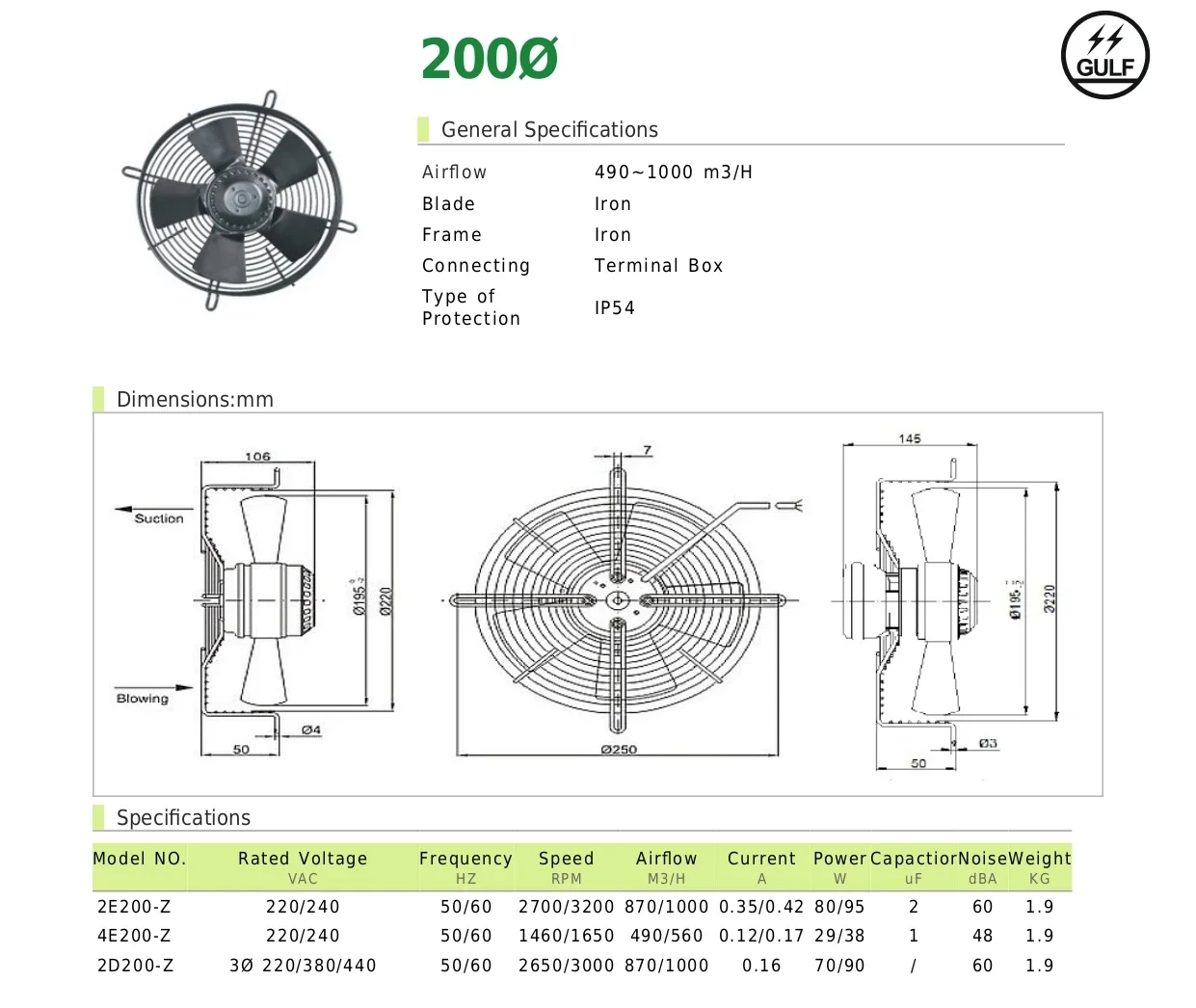 External Axial Fan, 200mm, 220V - detail 6