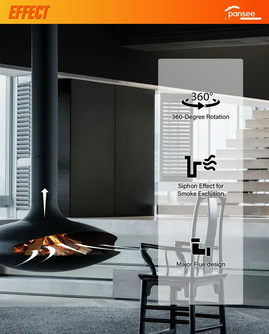 Electric Fireplace, PANSEE, Cast, Steel - detail 8