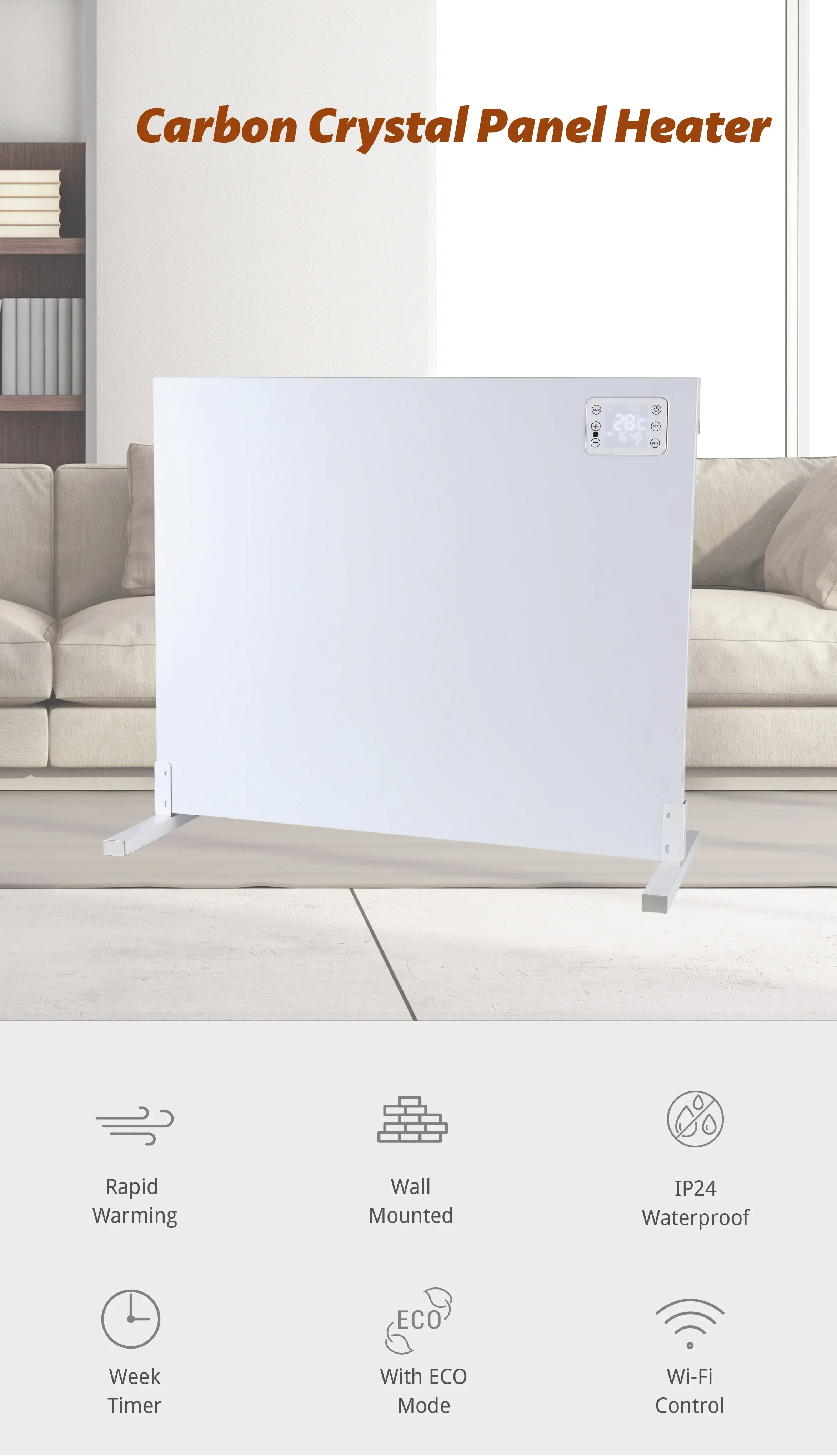 Infrared Carbon Crystal Heater, Portable, Electric, Metal - detail 6