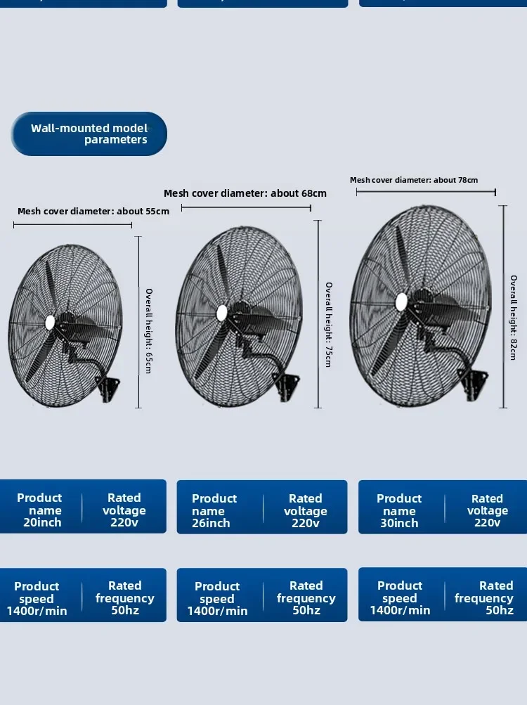 Electric Fan, 26Industrial, 230 W(0.31hp), Metal - detail 34