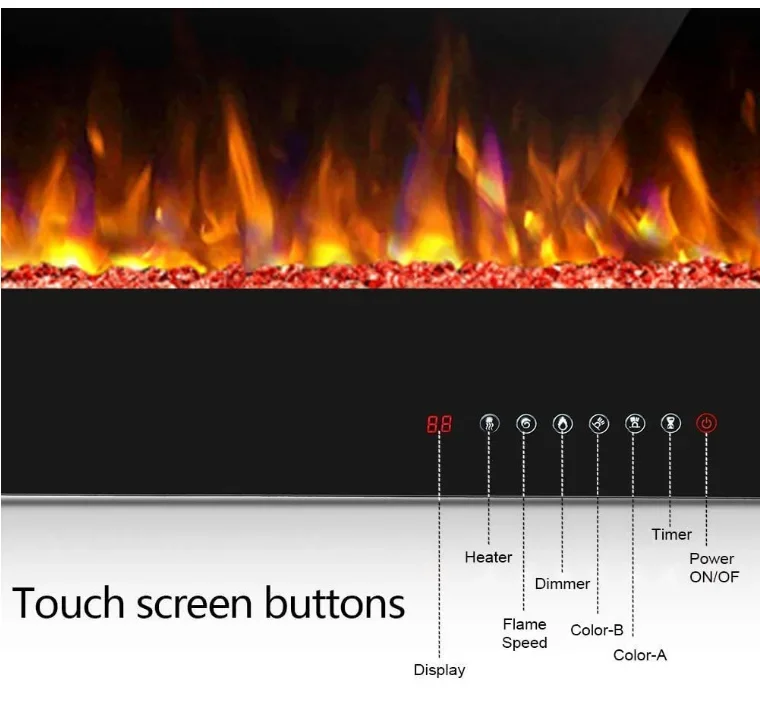 Electric Fireplace, 60-Inch, Wall, 750/1500W - detail 6