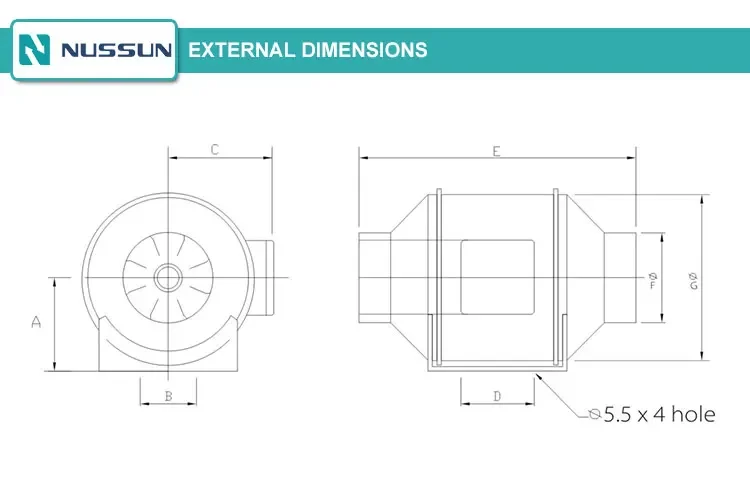 Duct Fan, Plastic, 250mm, 10inch, Inline - detail 4