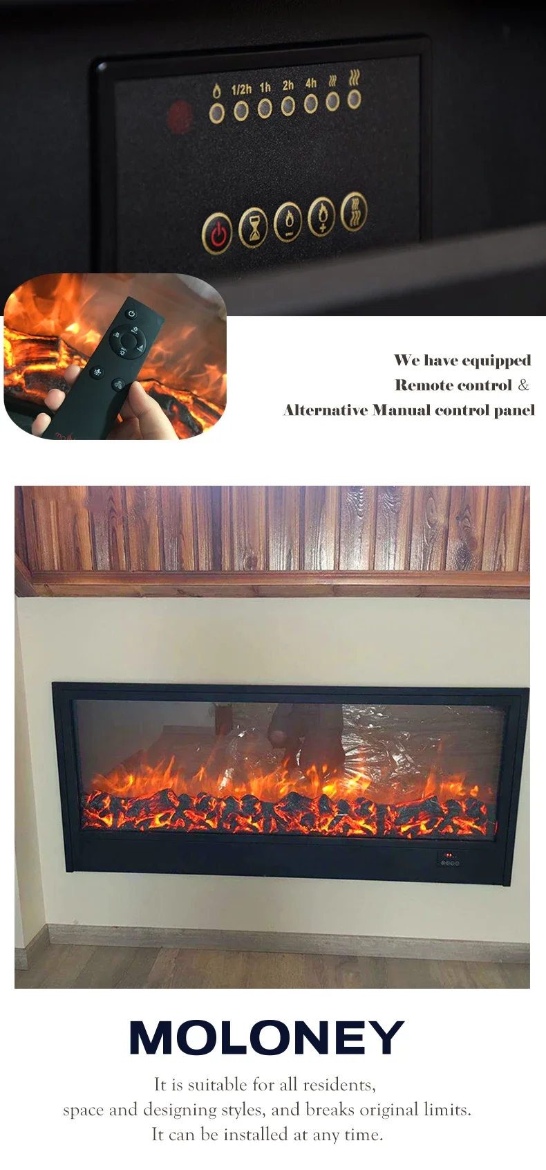 Electric Fireplace, 60''70''79''Inch, Wall - detail 8