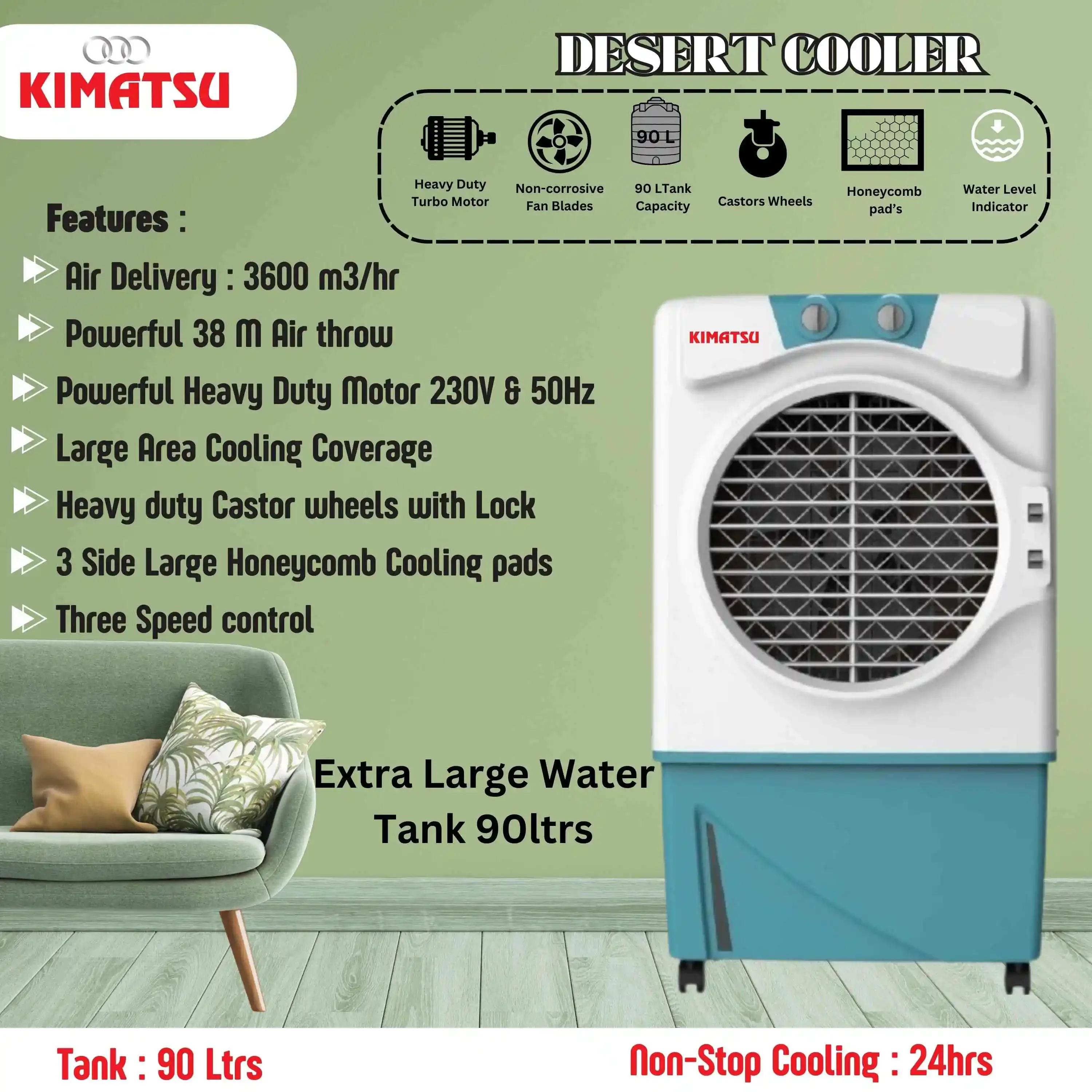Model Plastic Air Cooler, DC600, 60L, 500 - detail 8