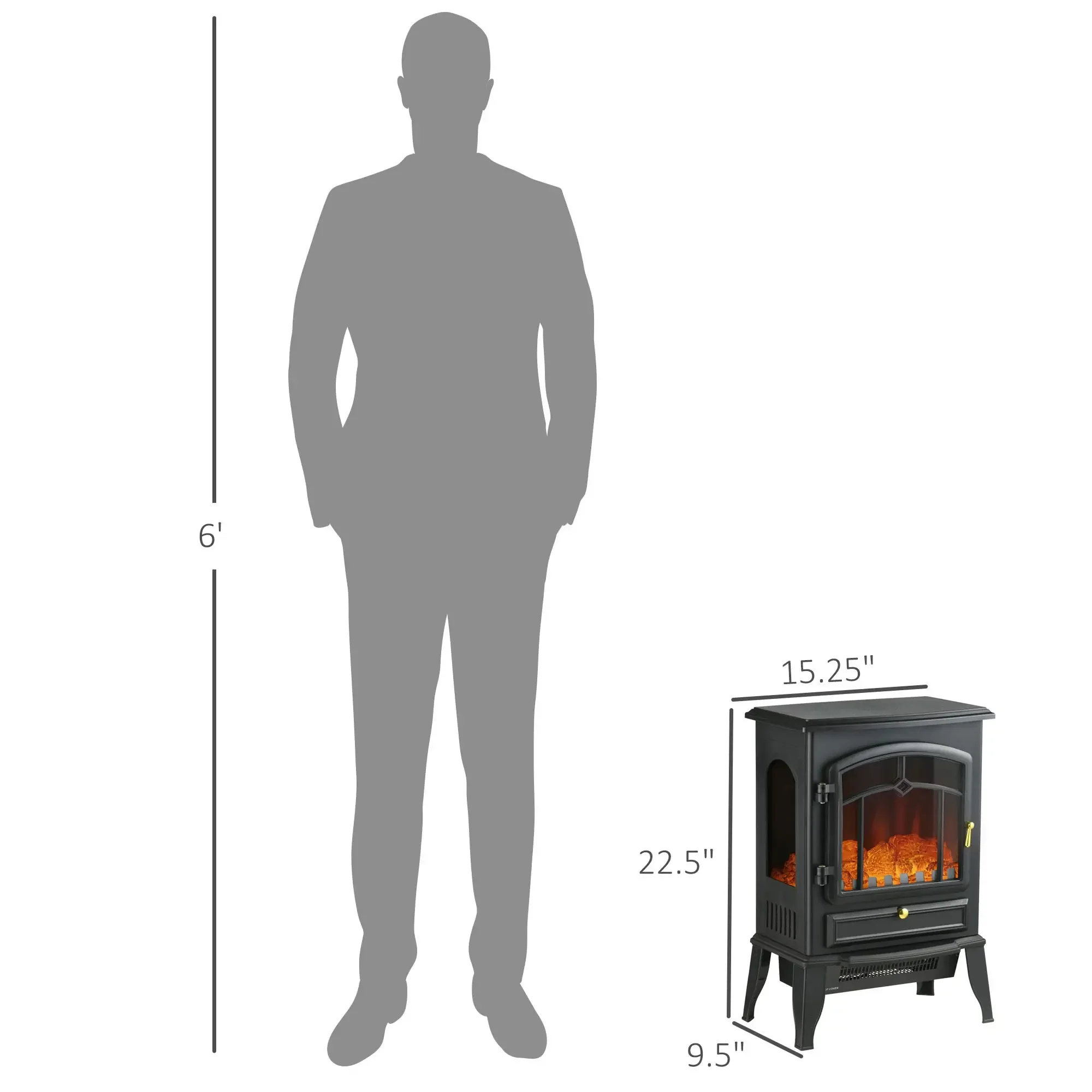 Electric Fireplace, 750W/1500W, 3-Sided, LED - detail 6