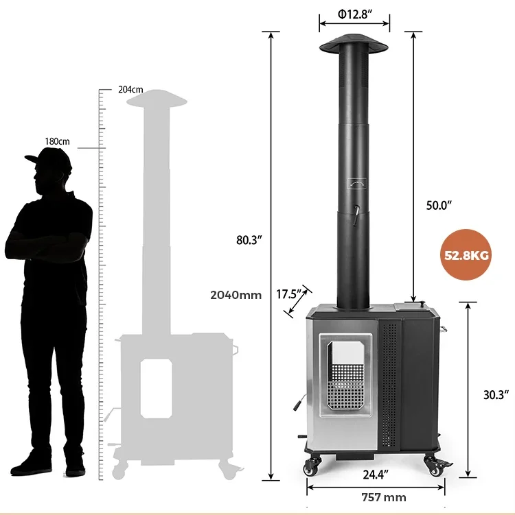 Modern Patio Heater, Stainless, Steel - detail 10